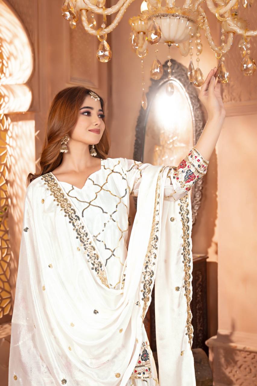 New Designer Party Wear Look Top Sharara Plazzo and Dupatta