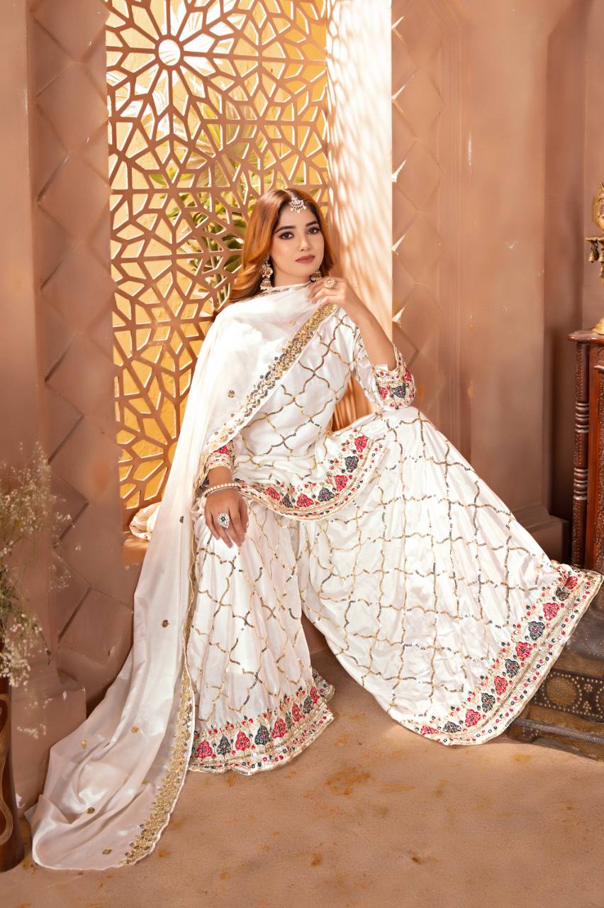 New Designer Party Wear Look Top Sharara Plazzo and Dupatta