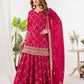 Neues Designer-Party-Look-Top Sharara Plazzo und Dupatta
