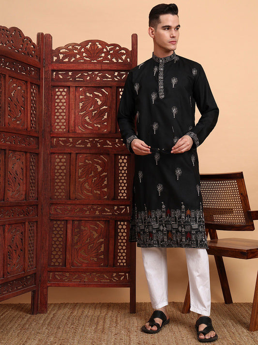 Traditional Wedding Collection Cotton Embroidery Work Men's Kurta