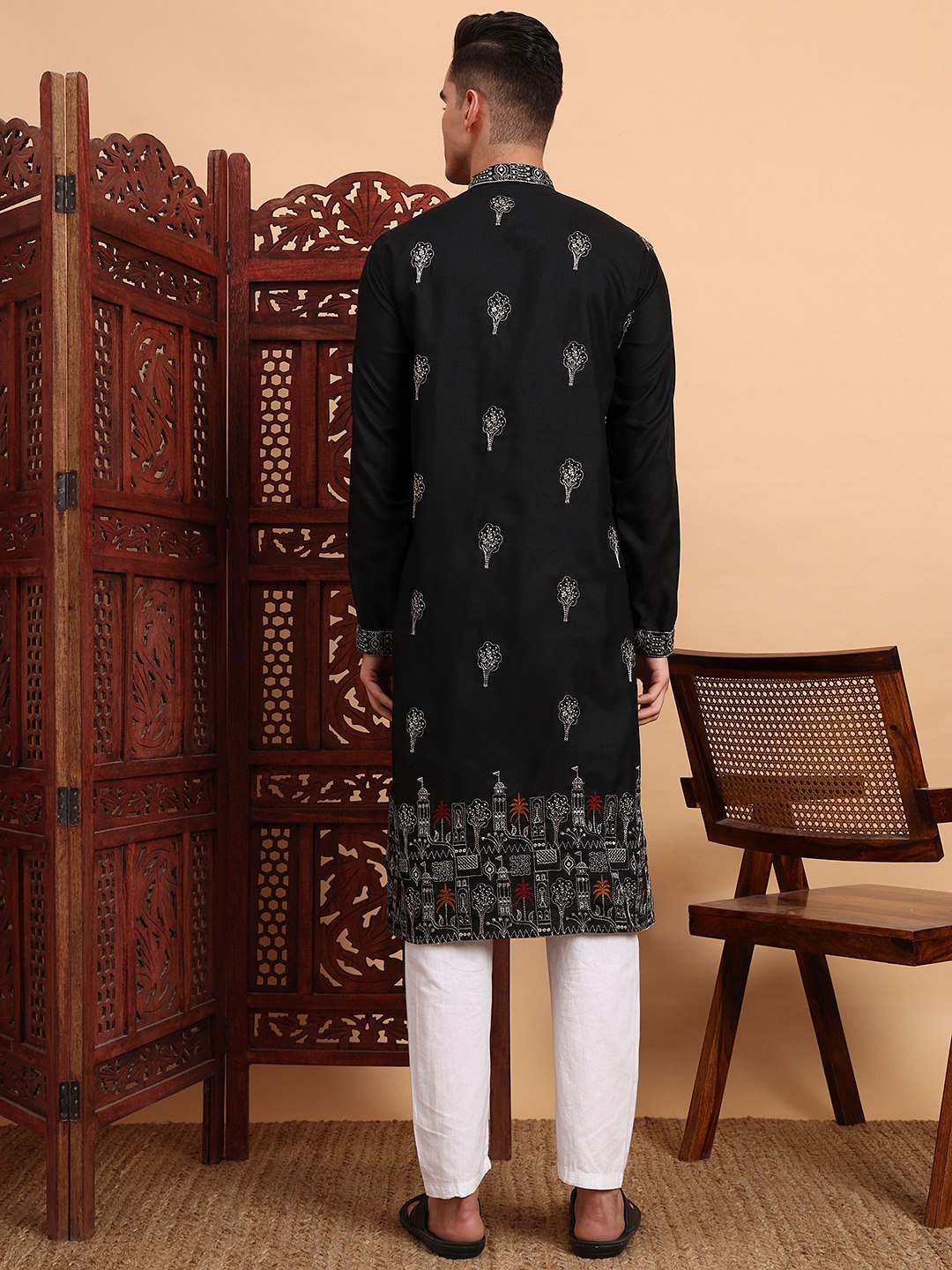 Traditional Wedding Collection Cotton Embroidery Work Men's Kurta