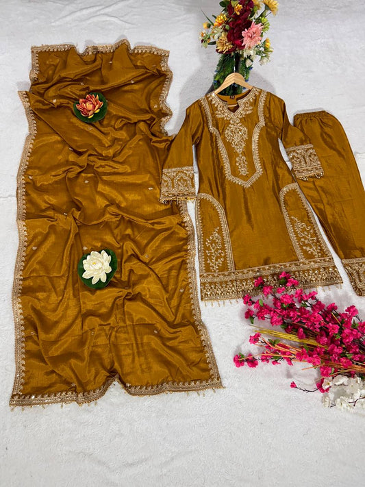 Different Coloured Embroidered Attractive Party Wear Suit