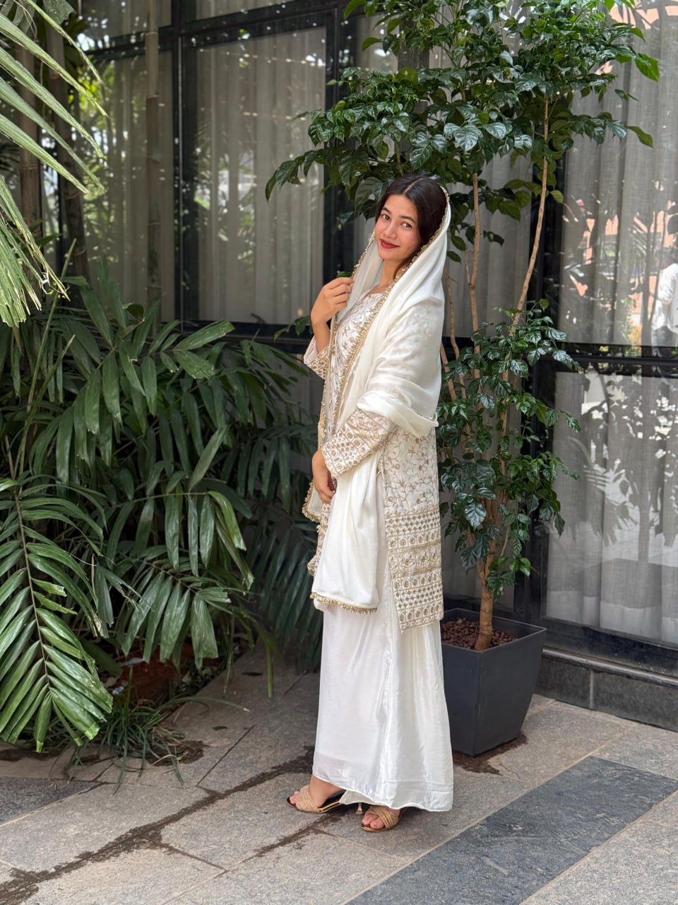 EID SPECIAL SEQUENCE EMBROIDERY ON SILK FABRIC TOP AND PLAZZO WITH DUPATTA