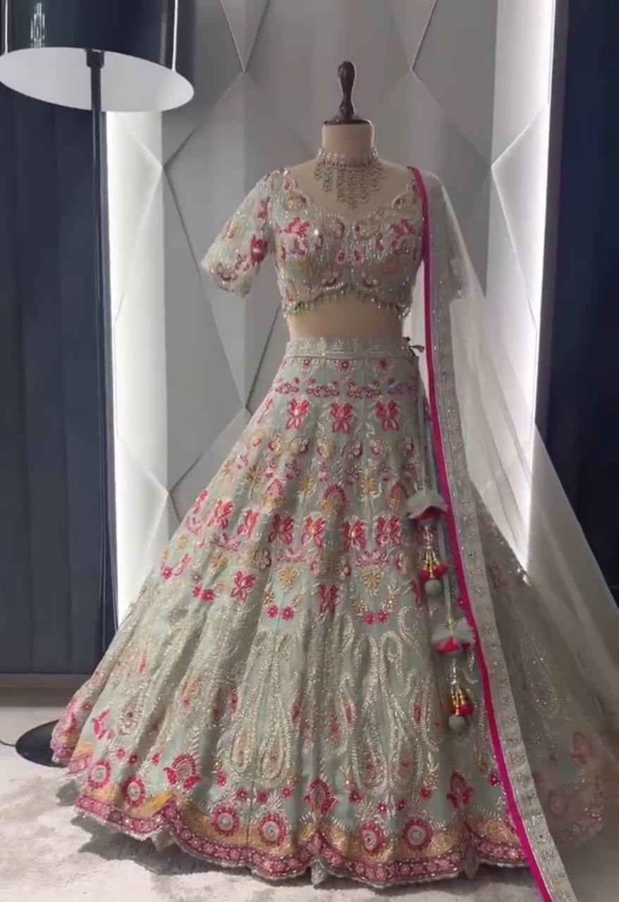 Launching 4 Meter Flared Faux Georgette Cut Work Lehenga