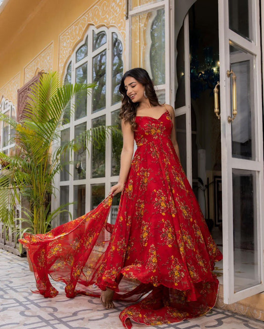 Digital printed Georgette Anarkali suit