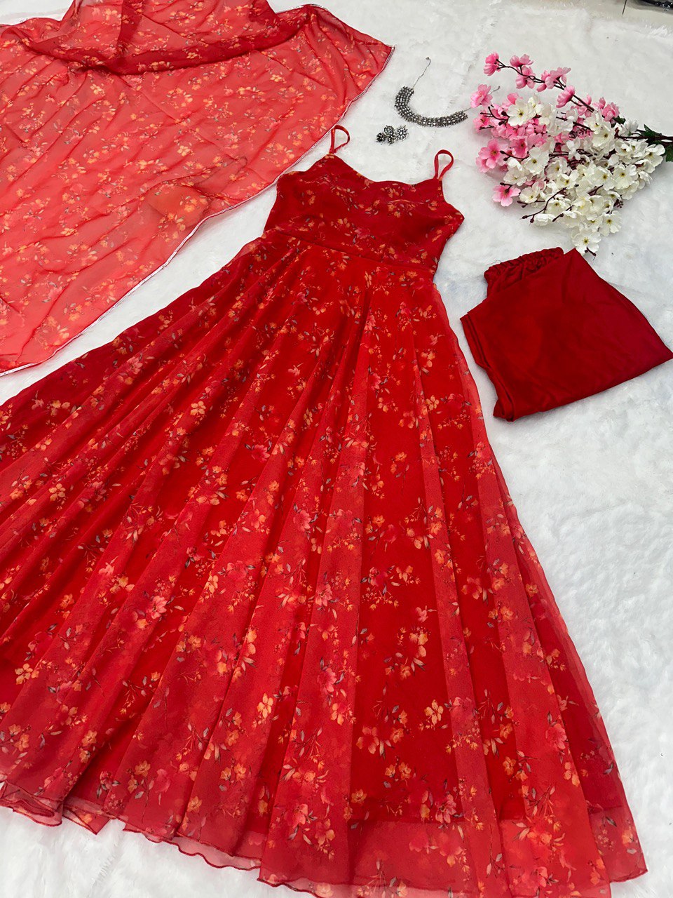 Digital printed Georgette Anarkali suit