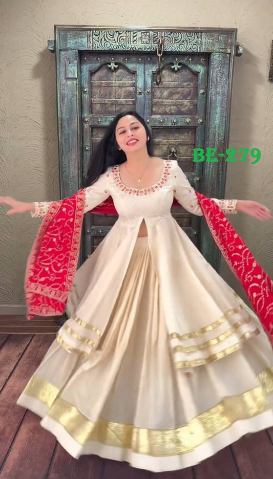 BEUTIQUE STYLES RAJWADI SILK  TOP WITH FULL FLAIR LEHENGA