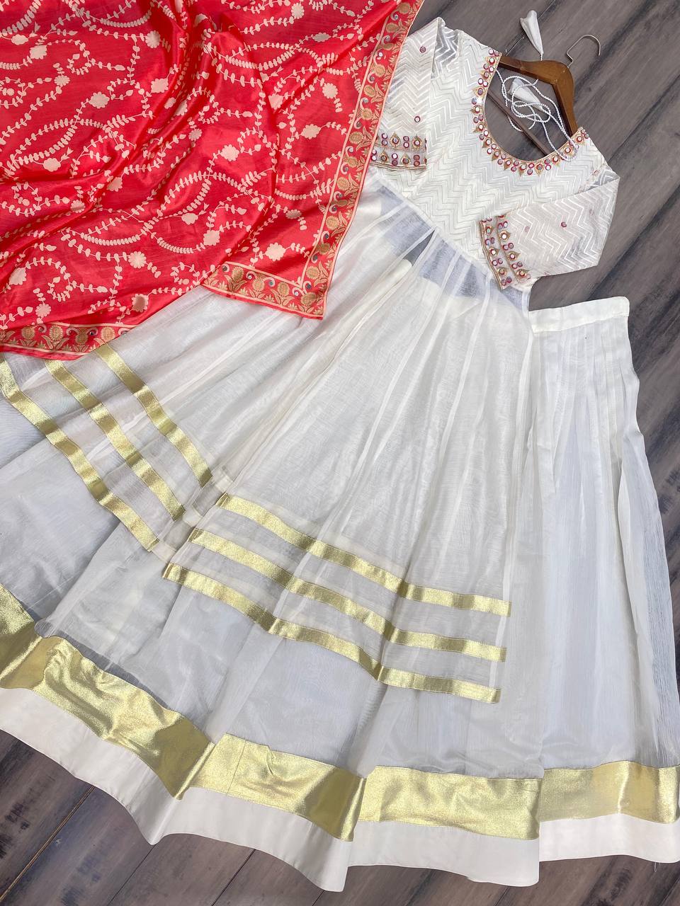 BEUTIQUE STYLES RAJWADI SILK  TOP WITH FULL FLAIR LEHENGA