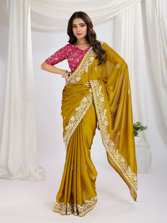 Wedding Wear Haldi Special Exclusive Party Wear Saree