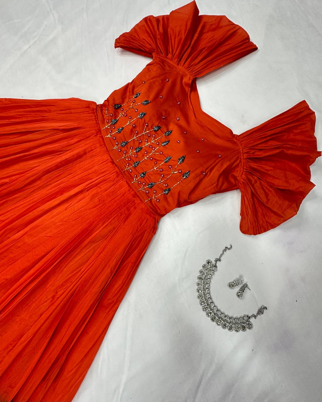 Viscose Cotton Hand Work Gown