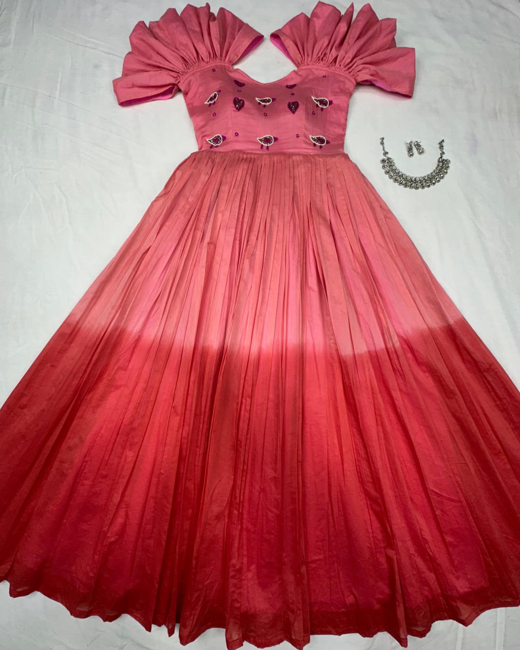 Viscose Cotton Hand Work Gown