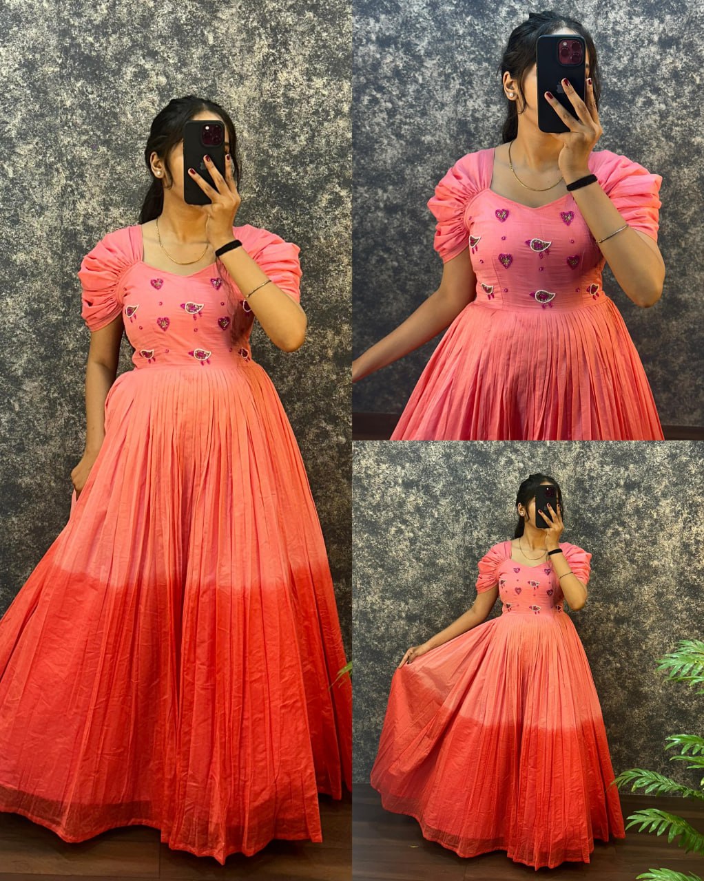 Viscose Cotton Hand Work Gown