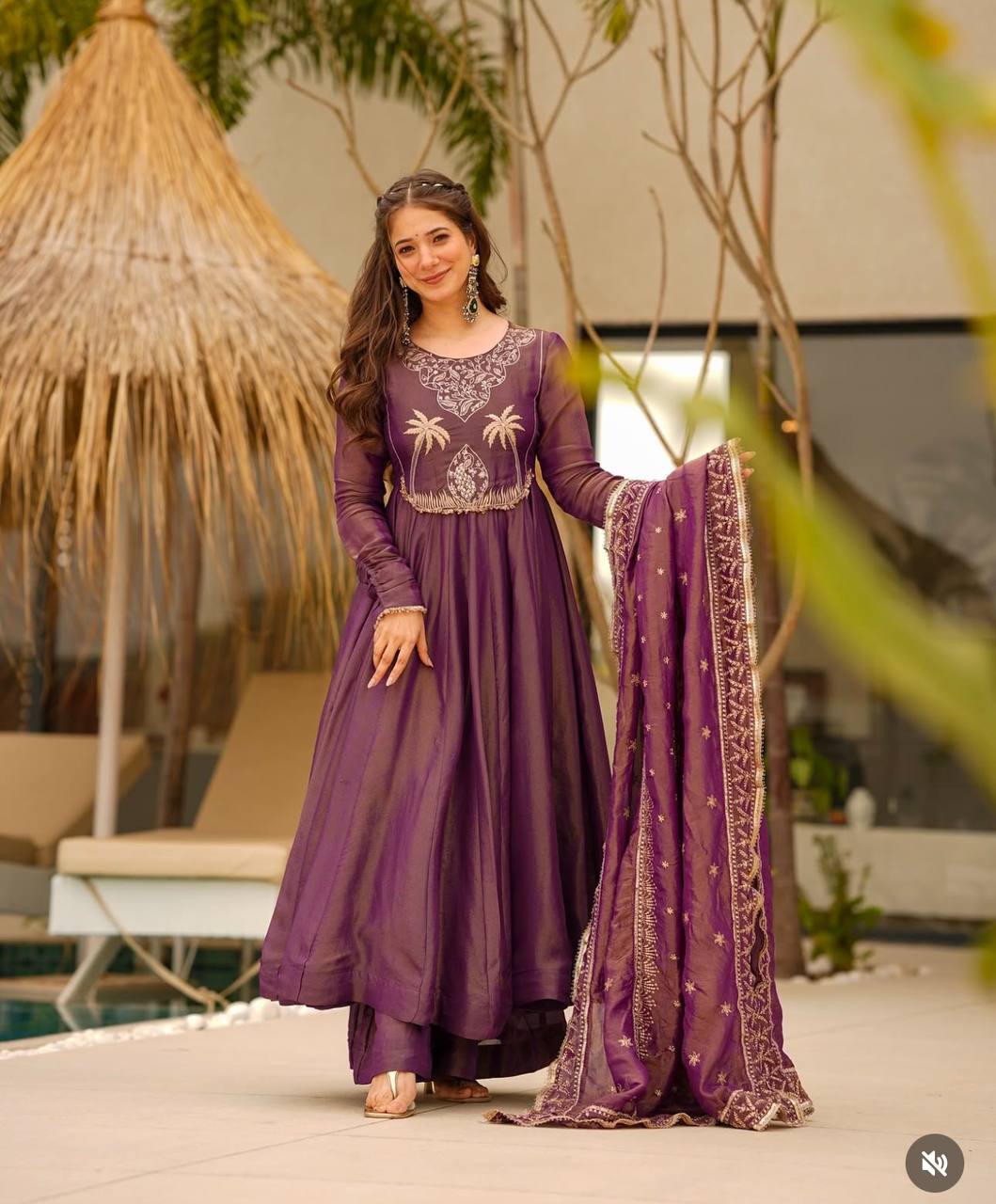 New Designer Party Gown Pallzo & Dupatta Set