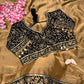 Premium fabric embroidery work Saree