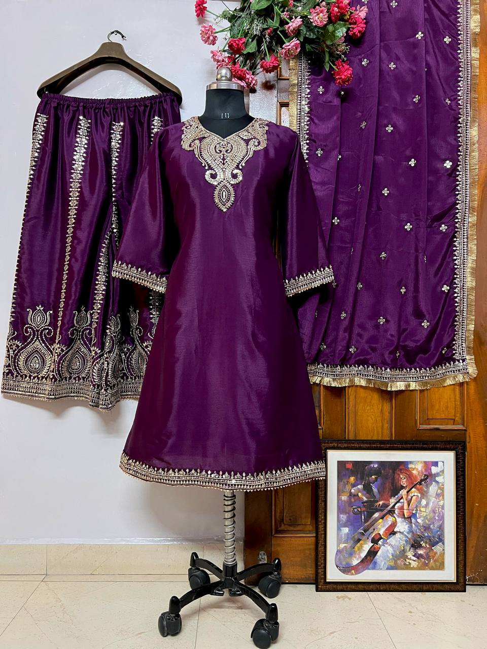 NEUES ĐĚSIGNER PARTY WEAR TOP UND PLAZZO