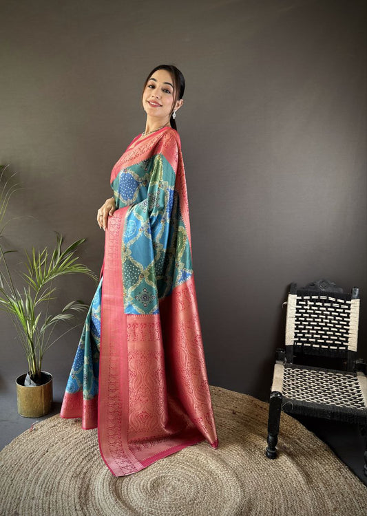 New Collection Digital print Jequard saree