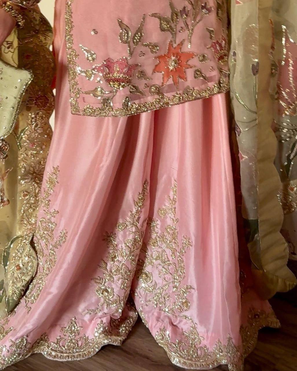 EXCLUSIVE DESIGNER HEAVY CHINON WITH SEQUANCE EMBROIDERY WORK SUIT