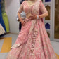 Wir präsentieren den 4 Meter langen ausgestellten Faux Georgette Lehenga