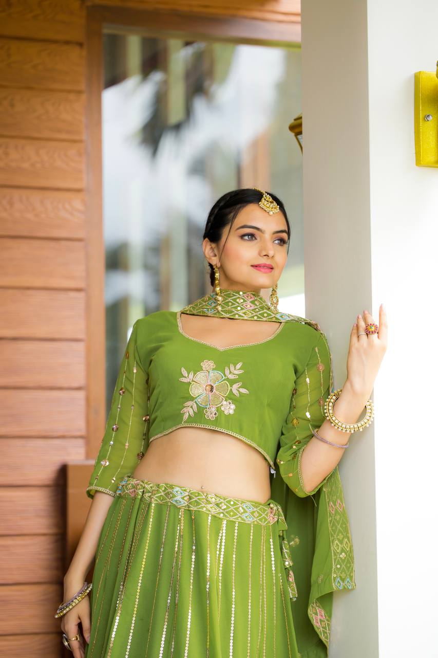 Heavy Fox Georgette With 3/5mm Siqwans Lehenga