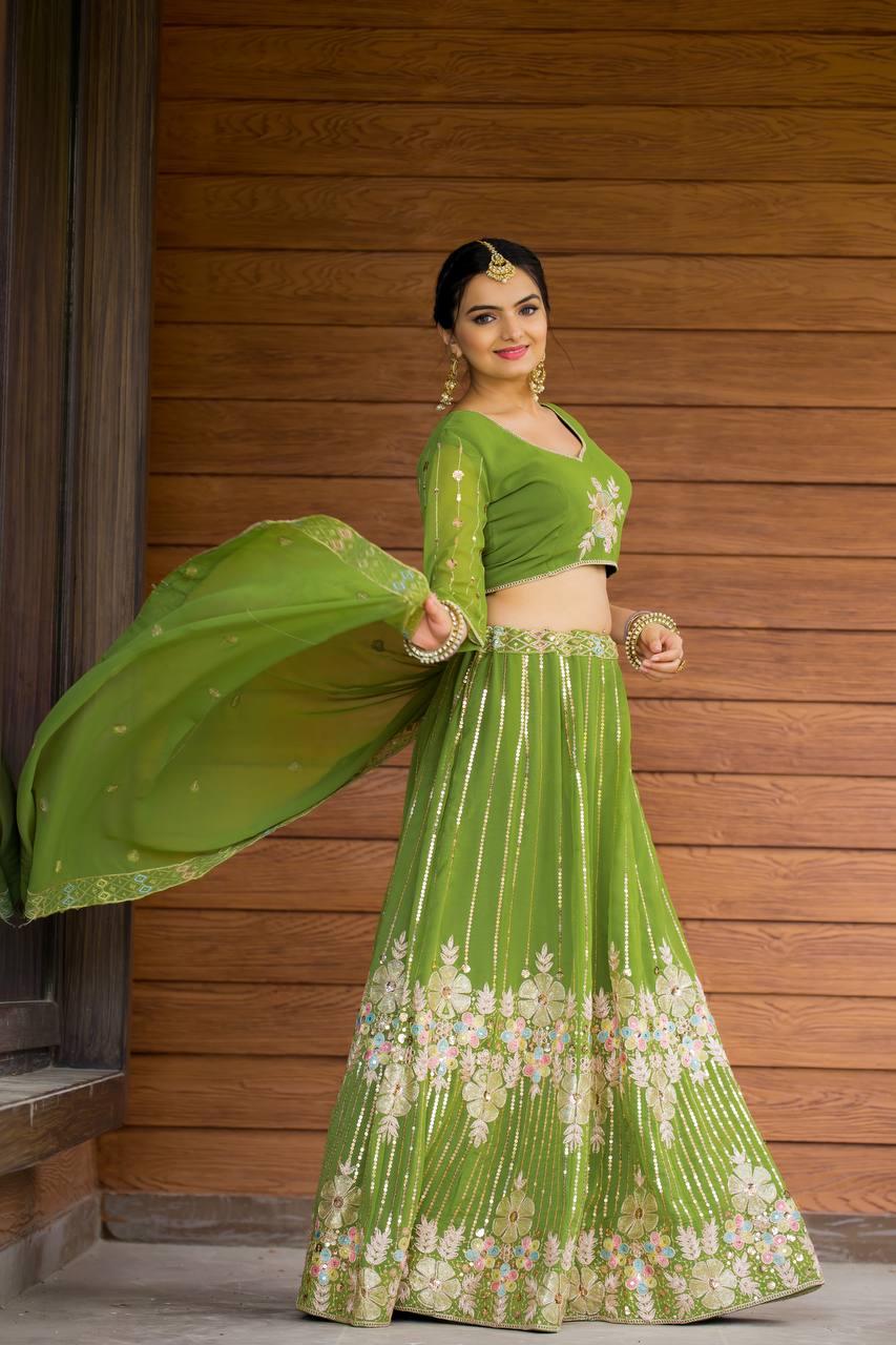 Heavy Fox Georgette With 3/5mm Siqwans Lehenga