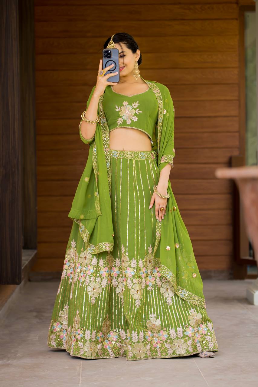 Heavy Fox Georgette With 3/5mm Siqwans Lehenga