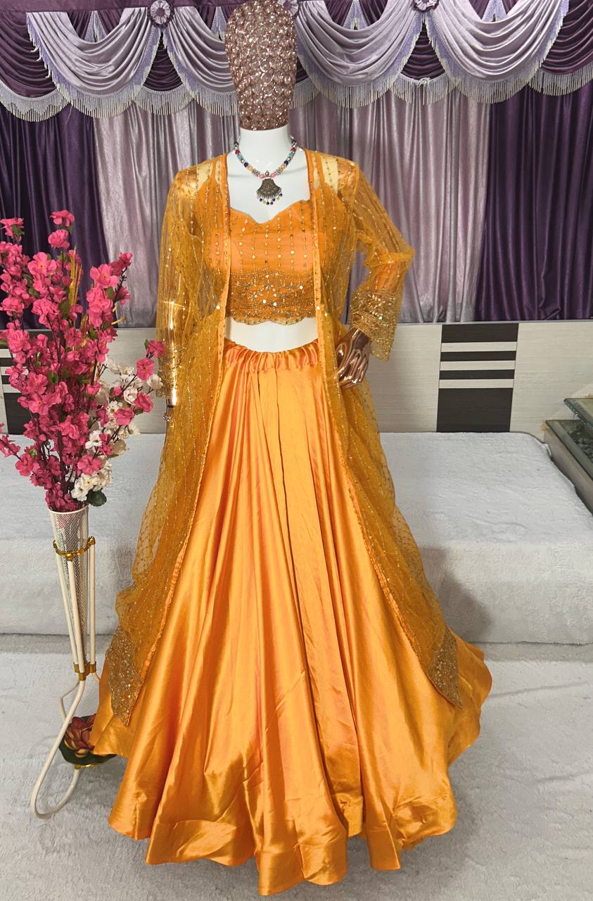 Launching New Designer Party Wear Look Heavy Embroidery Sequence Work Lehenga Choli