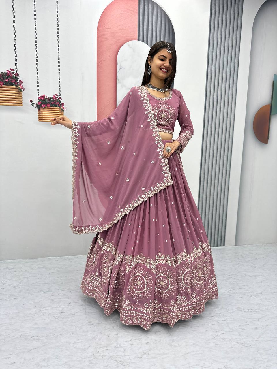 Heavy Fox Georgette Launching Embroidered Lehenga Choli