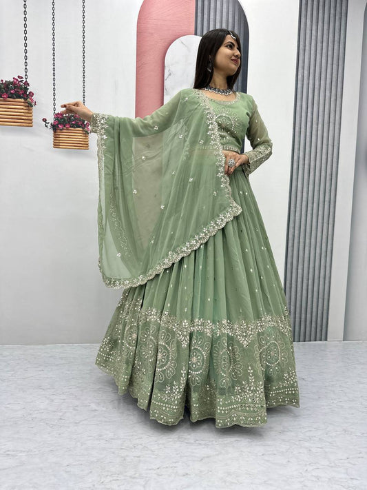 Heavy Fox Georgette Launching Embroidered Lehenga Choli