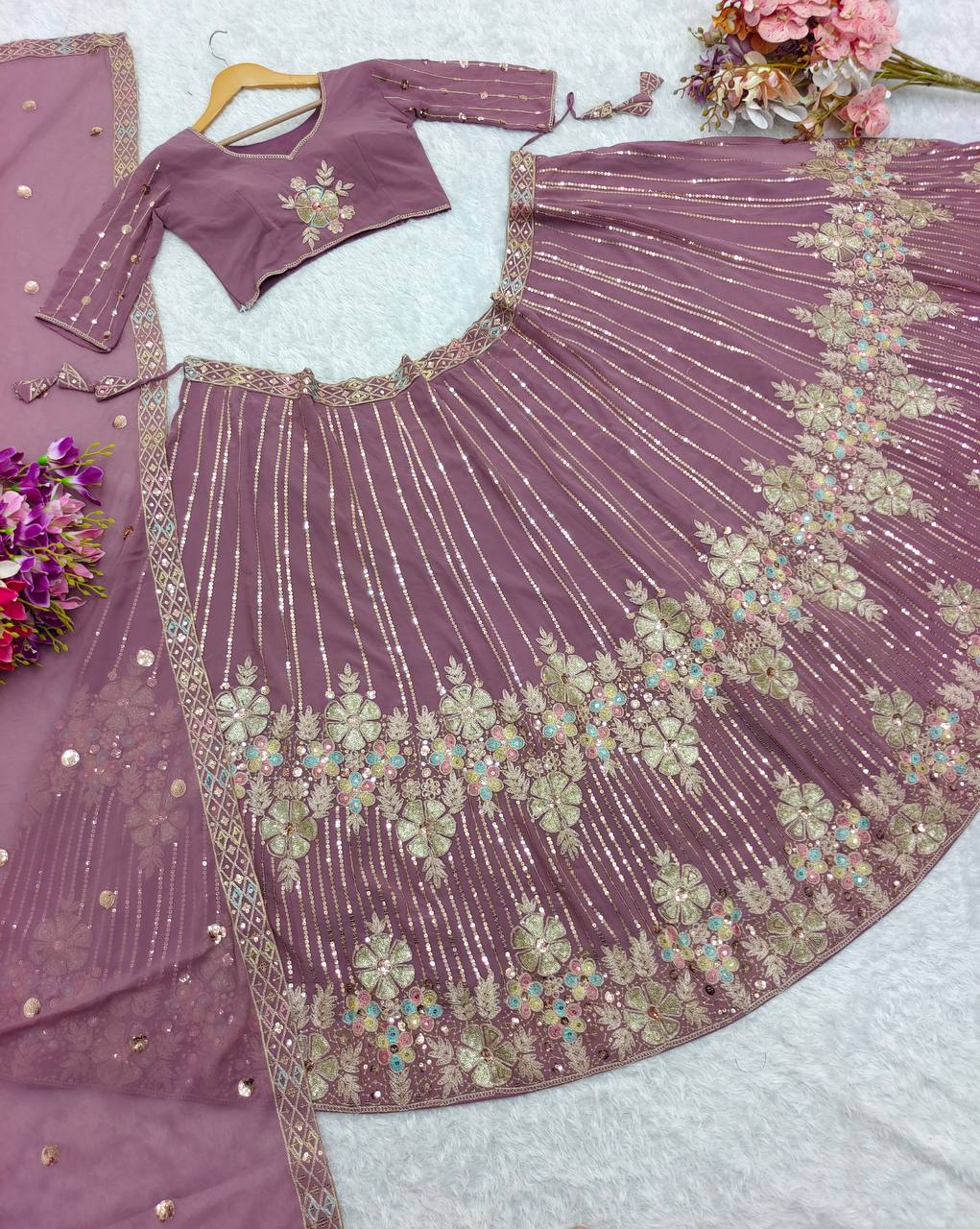 Heavy Fox Georgette With 3/5mm Siqwans Lehenga