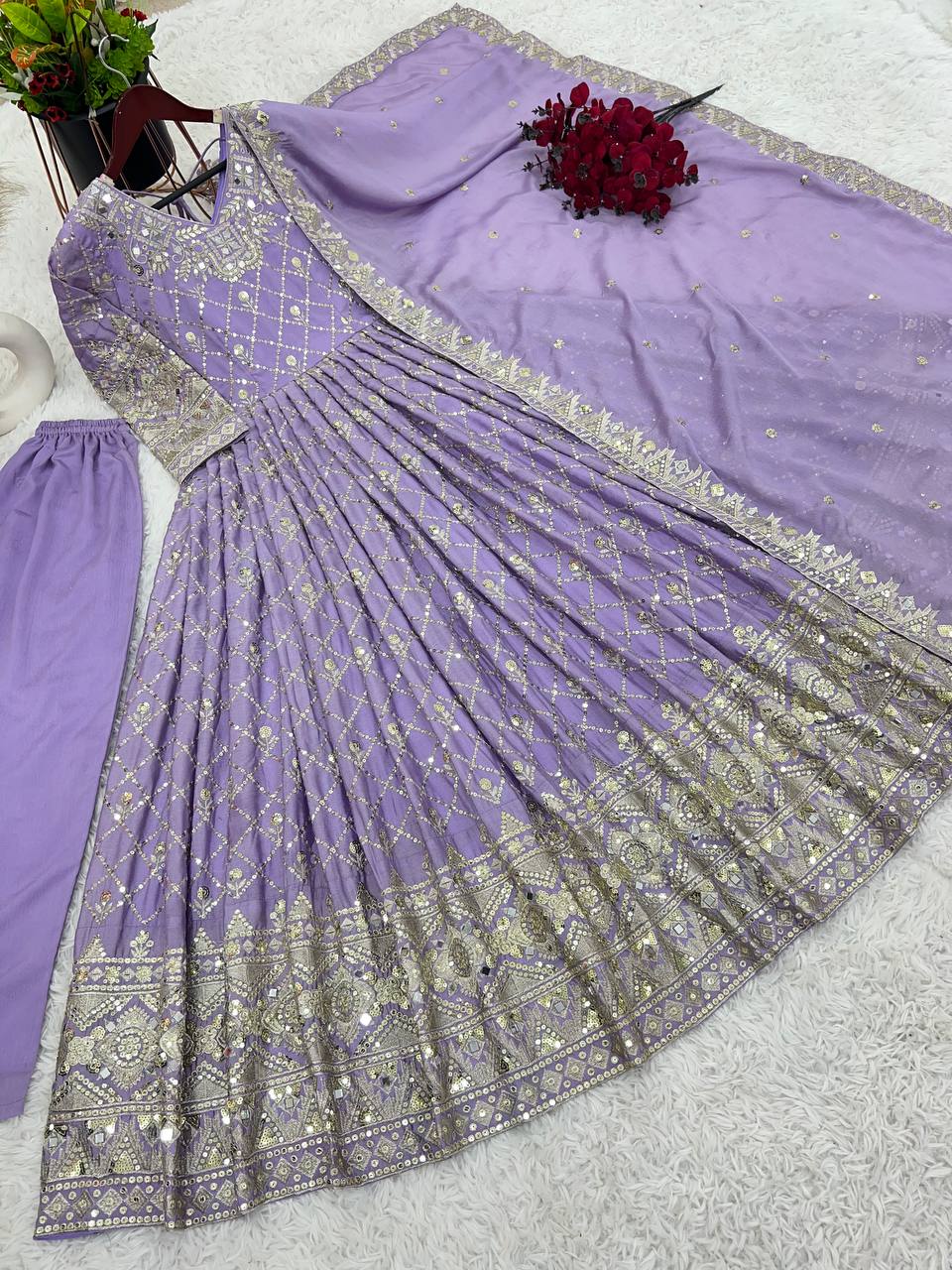 New Designer Party Wear Look Full Heavy Embroidery Sequence Work Gown