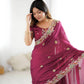 Premium Noha Crush With Heavy Embroidery Threads Saree