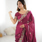 Premium Noha Crush With Heavy Embroidery Threads Saree
