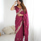 Premium Noha Crush With Heavy Embroidery Threads Saree