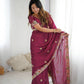 Premium Noha Crush With Heavy Embroidery Threads Saree