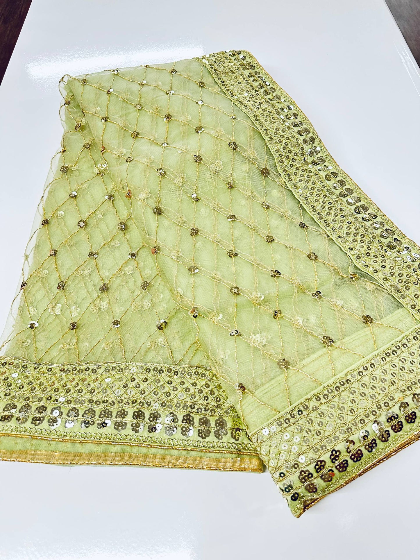 Net saree with sequins & dori work Saree