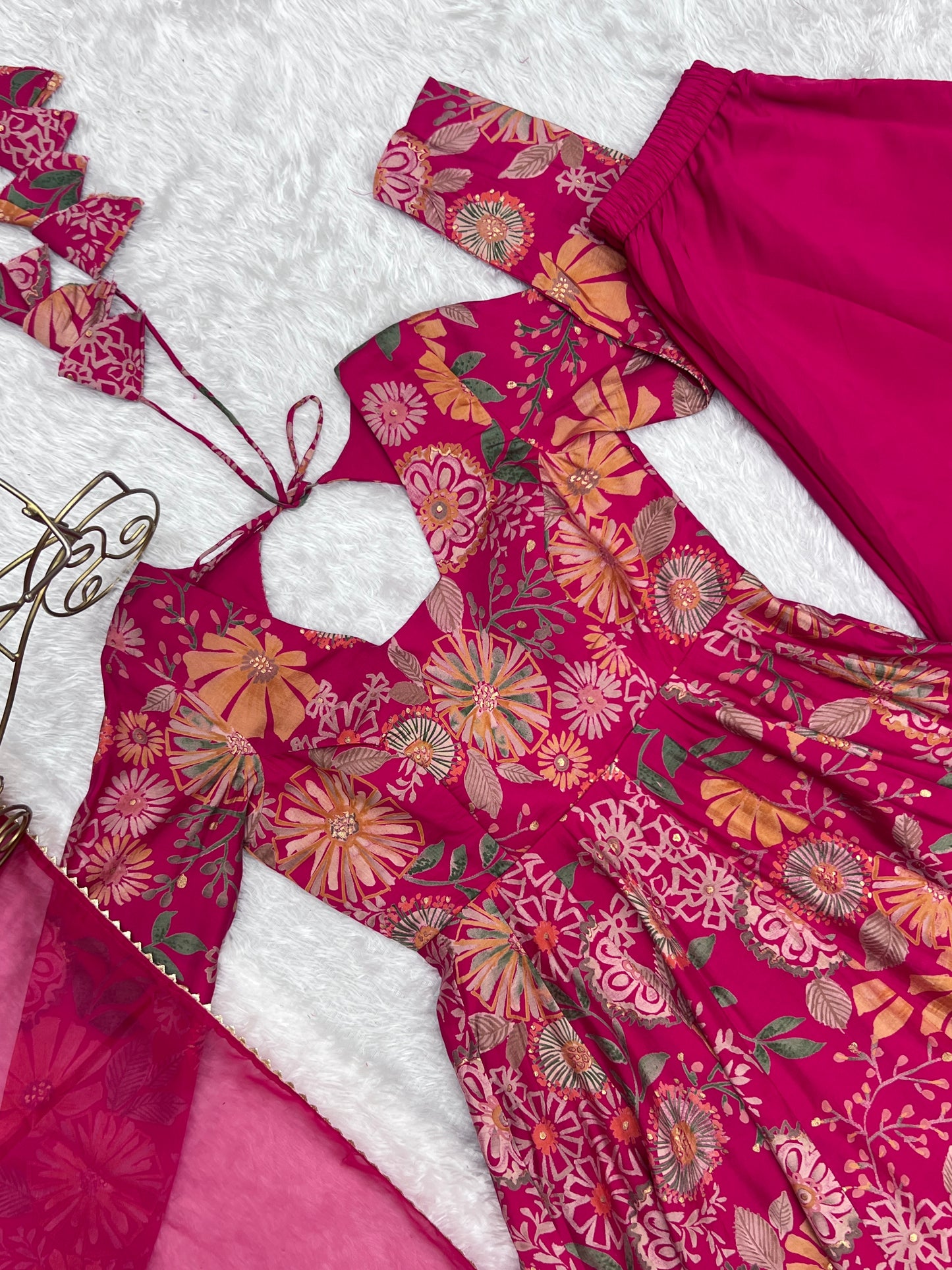 PURE SOFT ROMANSILK CHANDERI DISCHARGE PRINT FABRIC