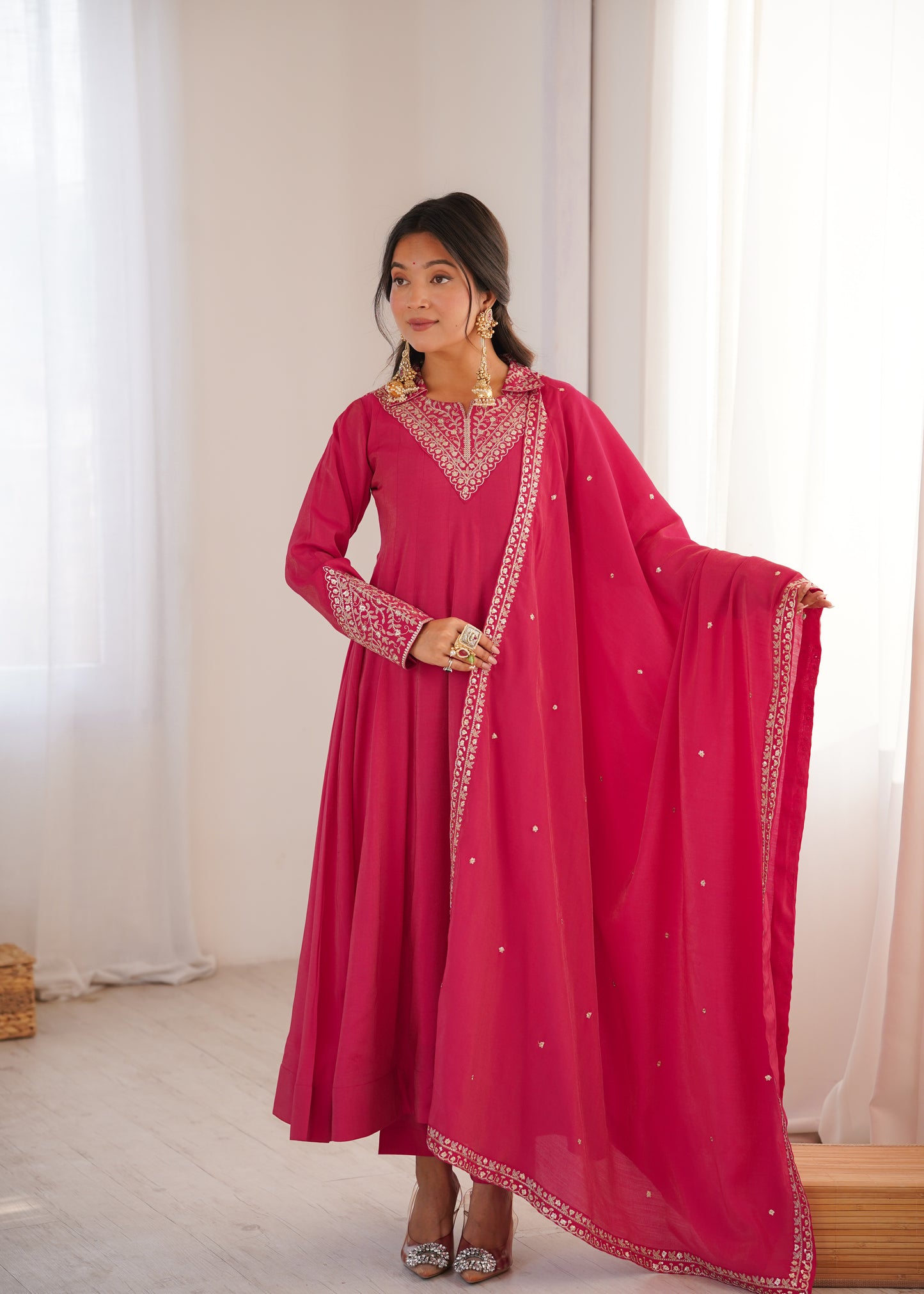 HEAVY PURE ROMAN SHIMMER SILK FABRIC GOWN