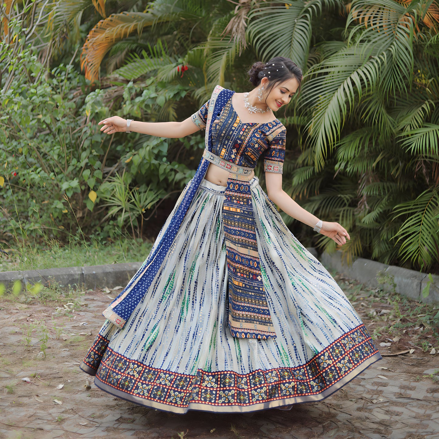 Traditional Royal Blue lahenga Choli (Full stitched)