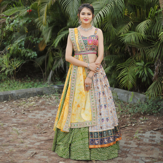 Bandhej Patola Foil Print Lahenga Choli (Full stitched)