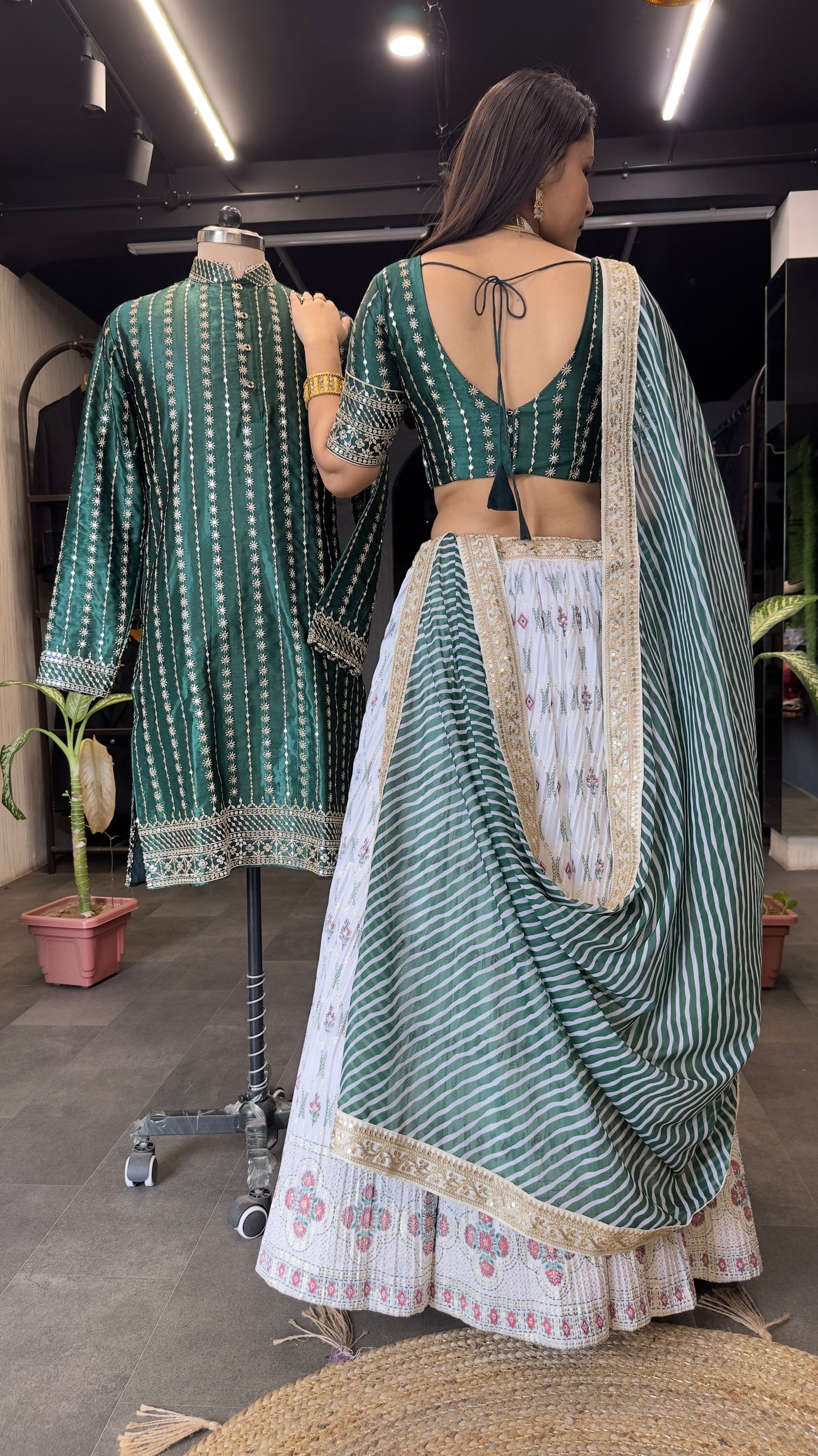 White Angel Lahenga Choli*(Full Stitched) Couple Set