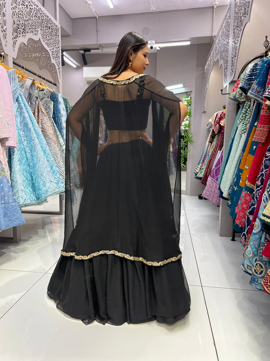 Black Searg Lehenga (Full Stitched)