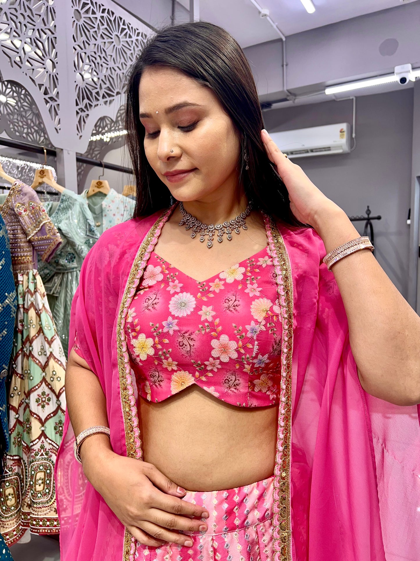 Pink Lining Lehenga Choli (Full Stitched)