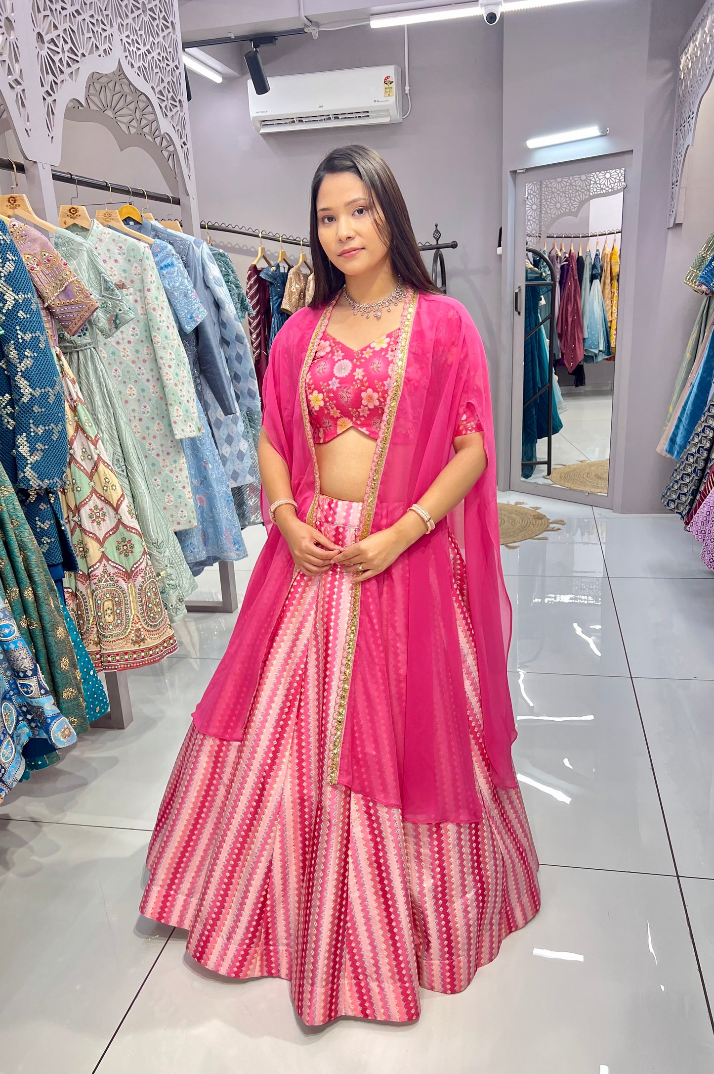 Pink Lining Lehenga Choli (Full Stitched)