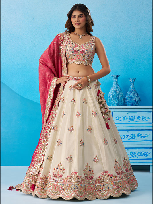 Attrective Designer Sequance Thread Embroidery Work Lehenga