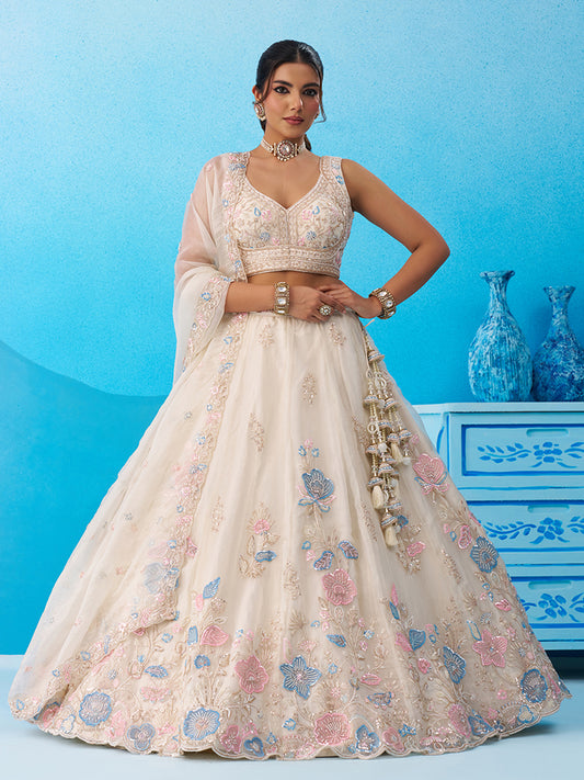 Attrective Designer Sequance Thread Embroidery Work Lehenga
