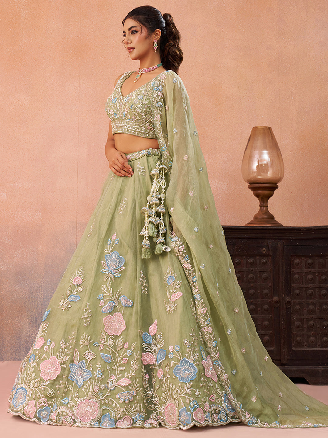 Attrective Designer Sequance Thread Embroidery Work Lehenga
