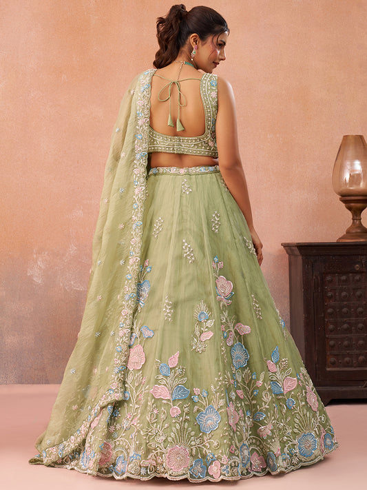 Attrective Designer Sequance Thread Embroidery Work Lehenga