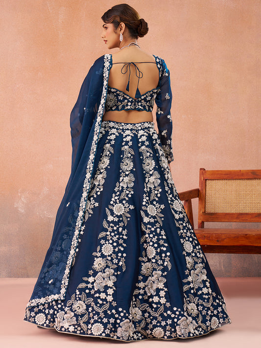 Attrective Designer Sequance Thread Embroidery Work Lehenga