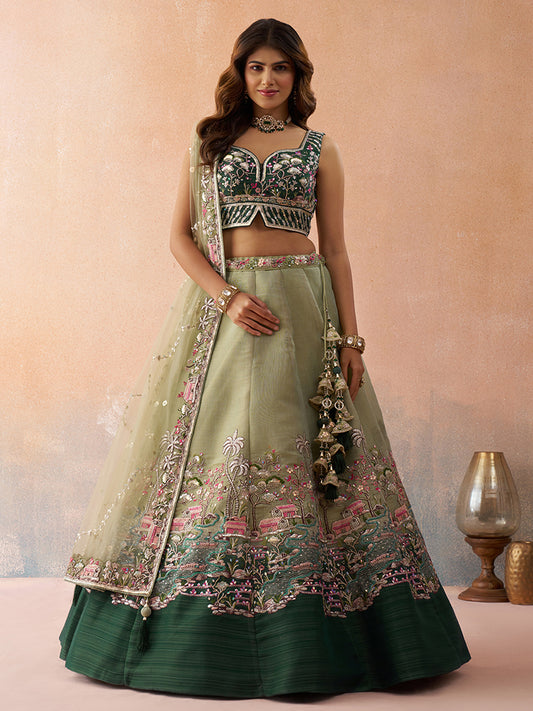 Attrective Designer Sequance Thread Embroidery Work Lehenga