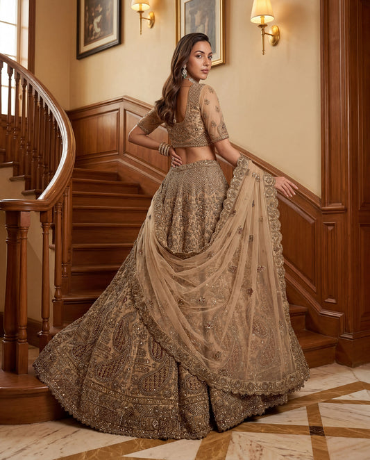 Fancy Chapat Jari Sequance Multy Thread Dori Embroidery Zircon Diamond Work Lehenga